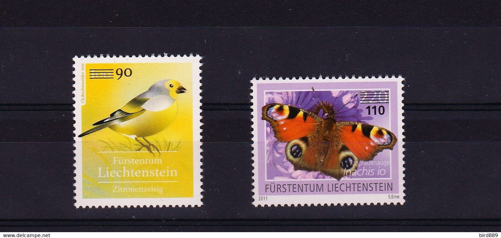 2022 Liechtenstein Bird And Butterfly Overprint Self-adhesive Set Of 2 MNH - Neufs