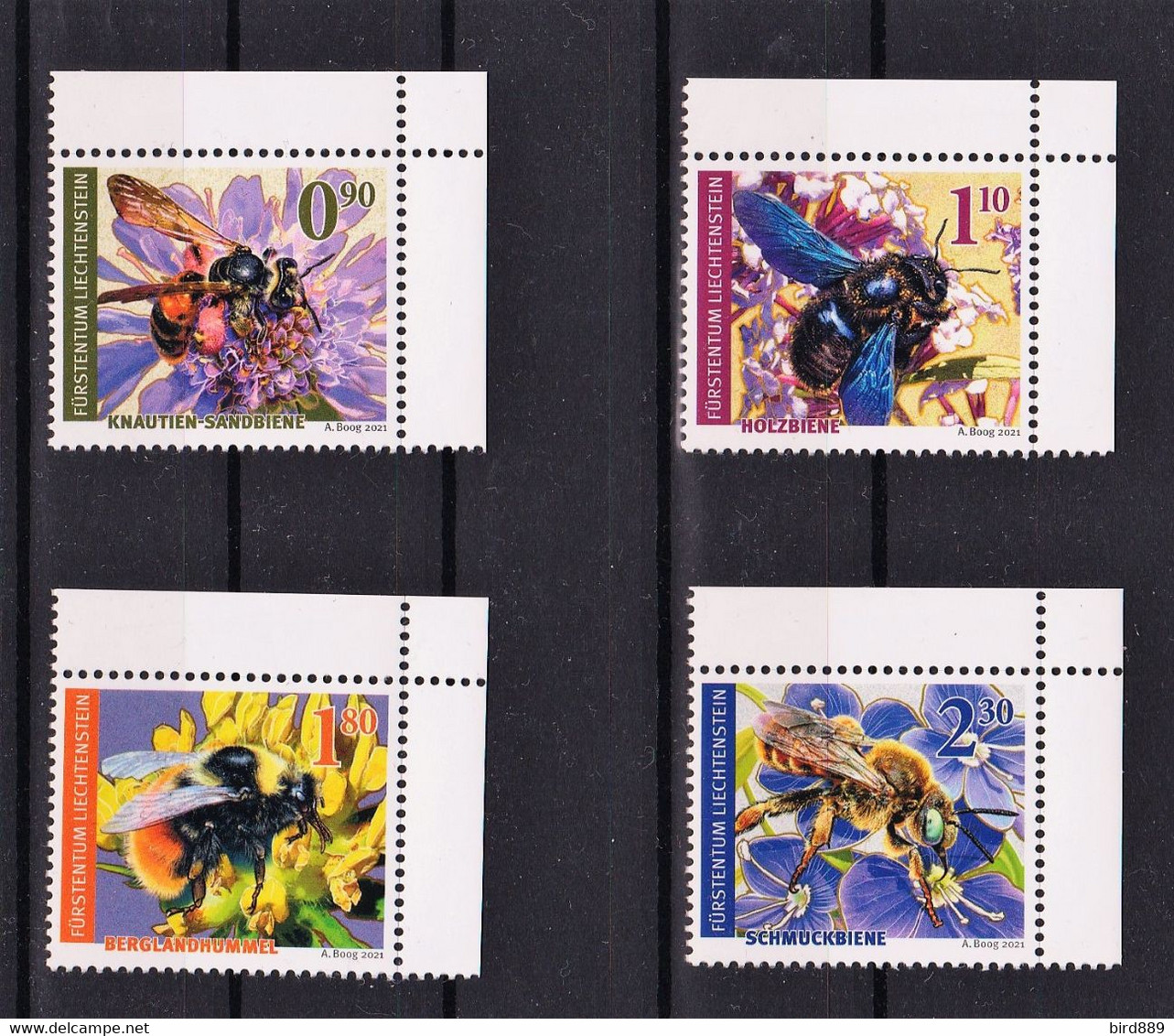 2022 Liechtenstein Wild Bees Self-adhesive Full Corner Set Of 4 MNH - Neufs