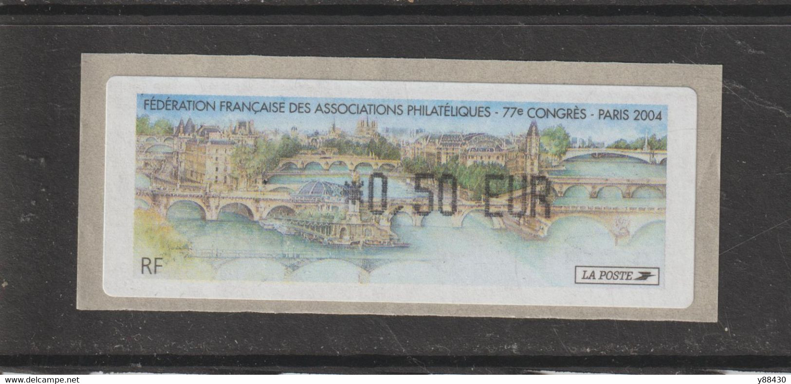 Vignette D'affranchissement De 0,50€ De 2004 - Neuf ** - Autoadhésive - FFAP . 77è Congrès De 2004 à Paris  - 2 Scannes - 1999-2009 Vignettes Illustrées