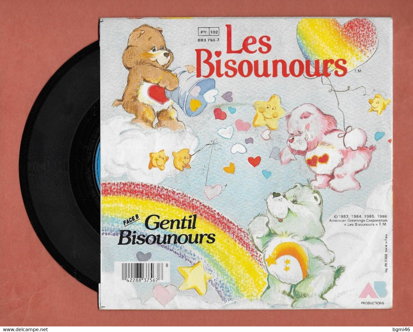 Disque Vinyle 45 Tours : LES BISOUNOURS  : LES BISOUS DE BISOUNOURS..Scan A  : Voir 2 Scans - Children