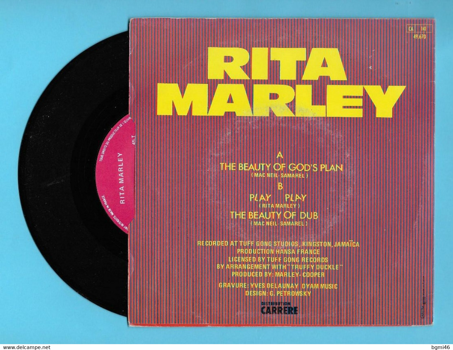 Disque Vinyle 45 Trs :  RITA MARLEY : THE BEAUTY OF GOD'S PLAN..Scan A  : Voir 2 Scans - Reggae