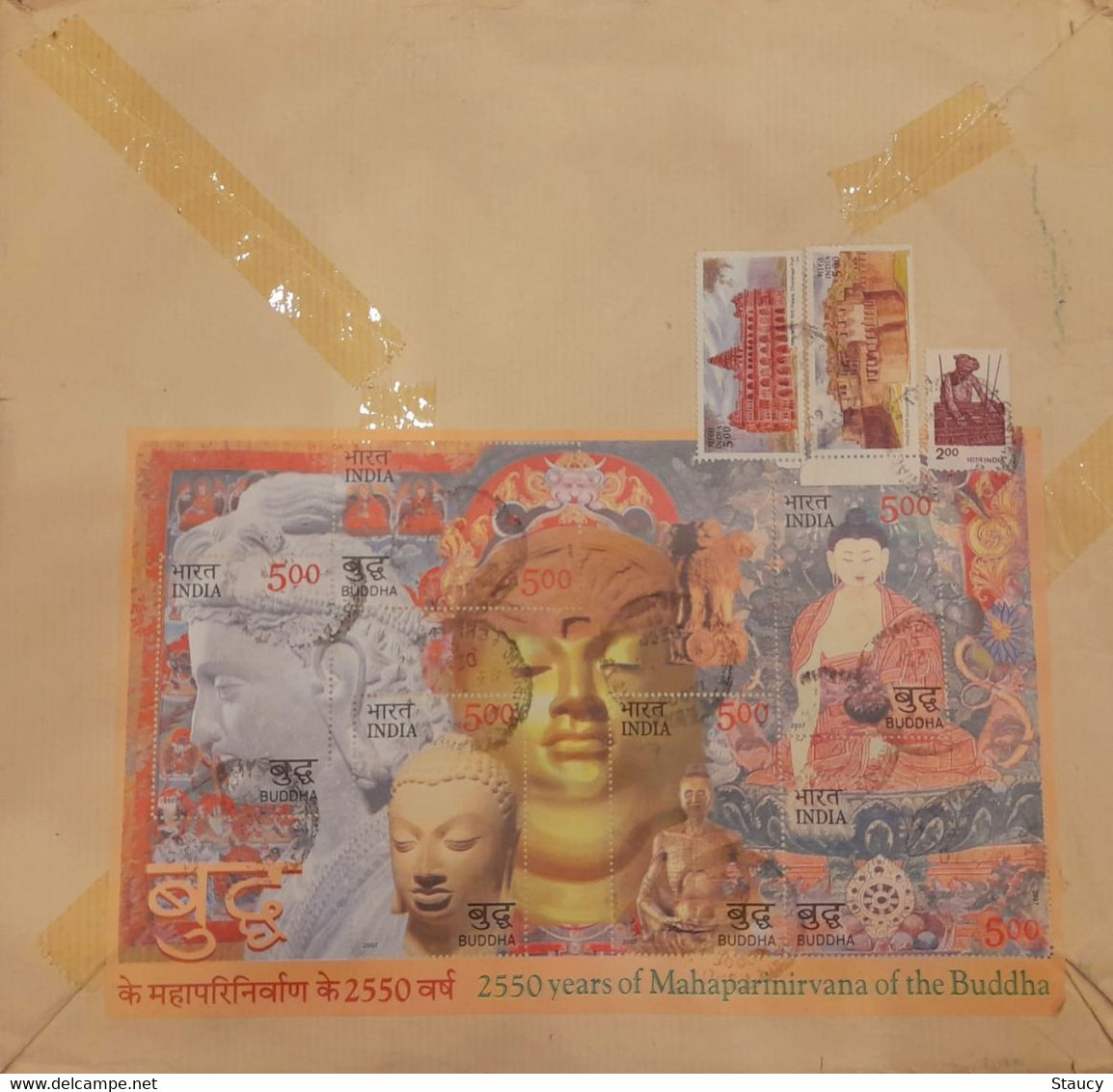 INDIA 2007 2550 YEARS OF MAHAPARINIRVANA OF THE BUDDHA Miniature Sheet MS Franked On Registered Speed Post Cover - Hinduismo