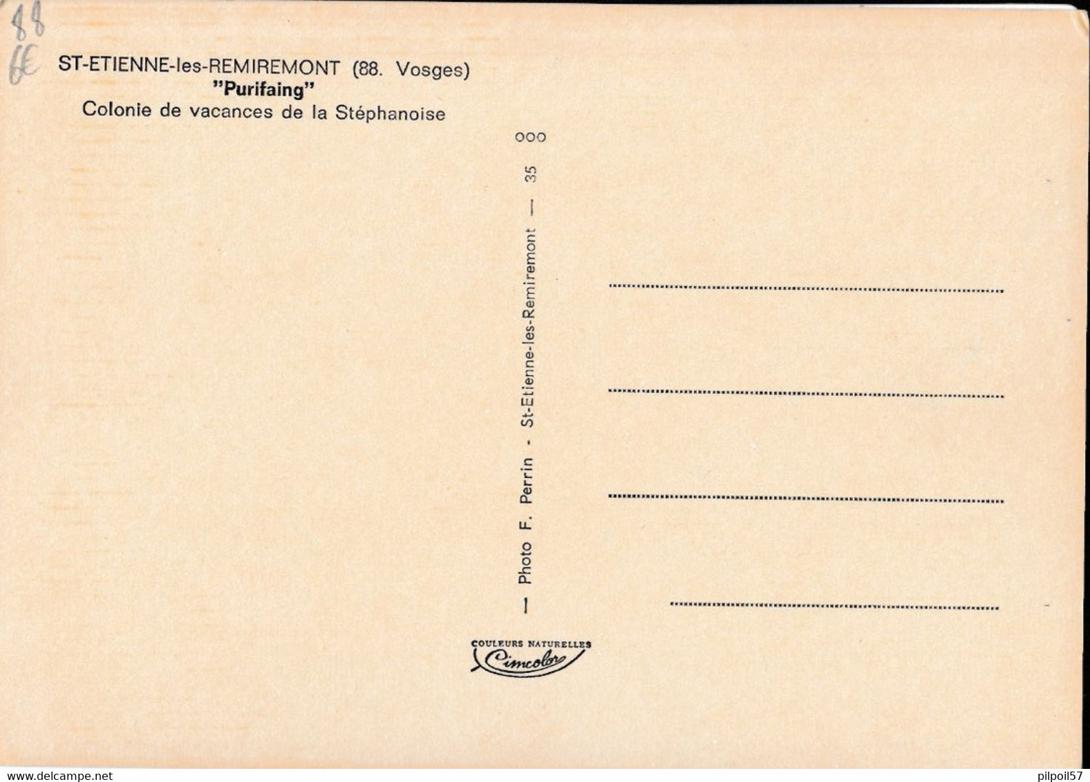 88 - ST-ETIENNE LES REMIREMONT - Purifaing - Colonie De Vacances De La Stéphanoise  (CPM 10x15) - Saint Etienne De Remiremont