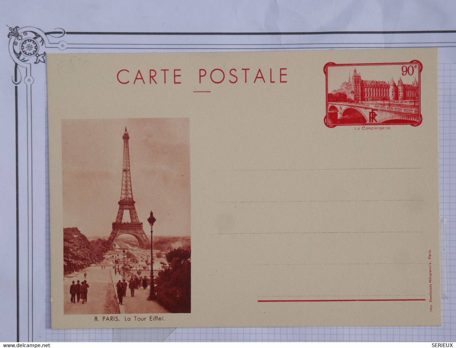 BG7 FRANCE BELLE CARTE ENTIER RR 1940++PARIS TOUR EIFFEL ++ NON VOYAGEE++ - Autres & Non Classés