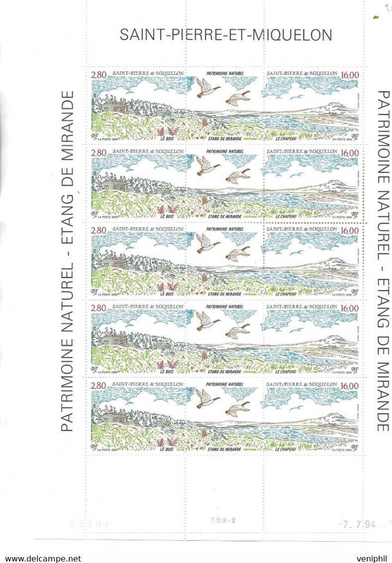 ST PIERRE ET MIQUELON - FEUILLE DE 5 TRIPTYQUES N° 604 A -NEUVE SANS CHARNIERE - ANNEE 1994 -COTE : 50 € - Hojas Y Bloques