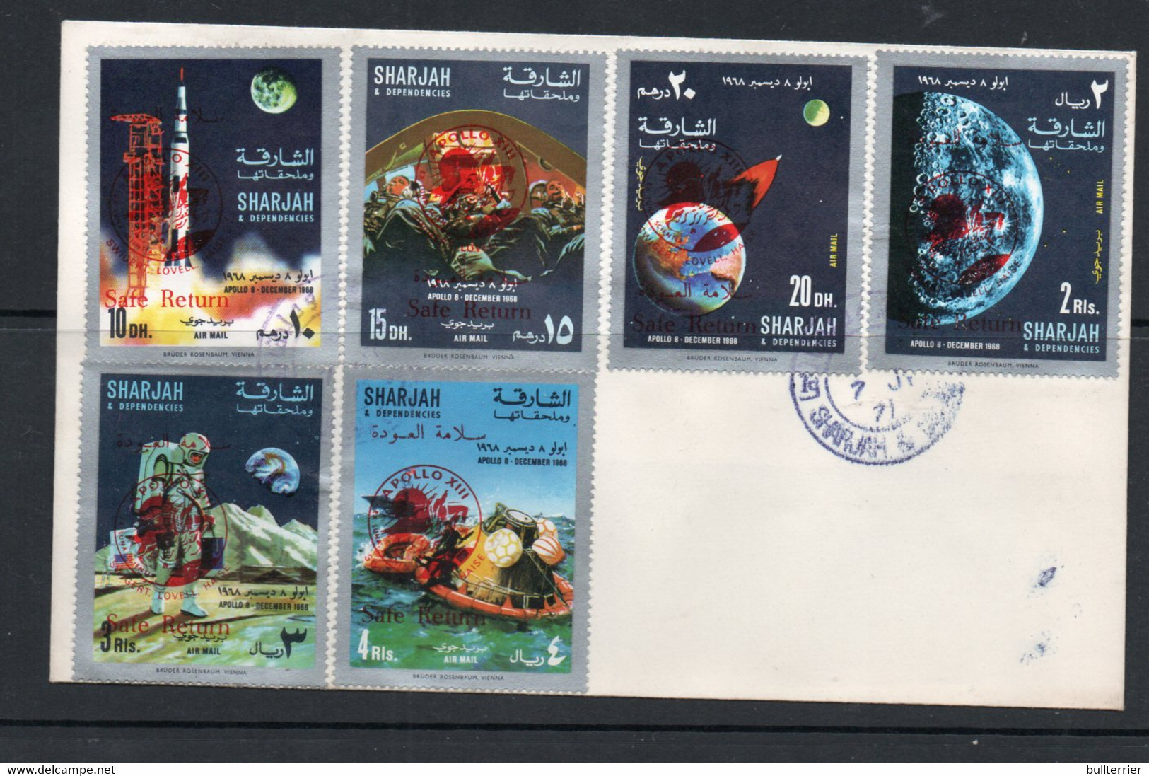 SPACE - SHARJAH  -1969 - SPACE SET OF 6 PERF  ILLUSTRATED FDCS - Asia