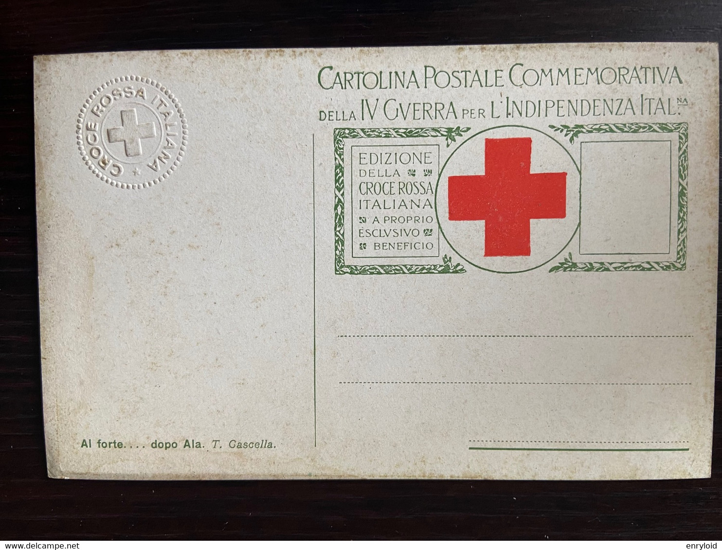 Illustratore Cascella CARTOLINA POSTALE COMMEMORATIVA DELLA IV GUERRA PER L'INDIPENDENZA ITALIANA - Croix-Rouge