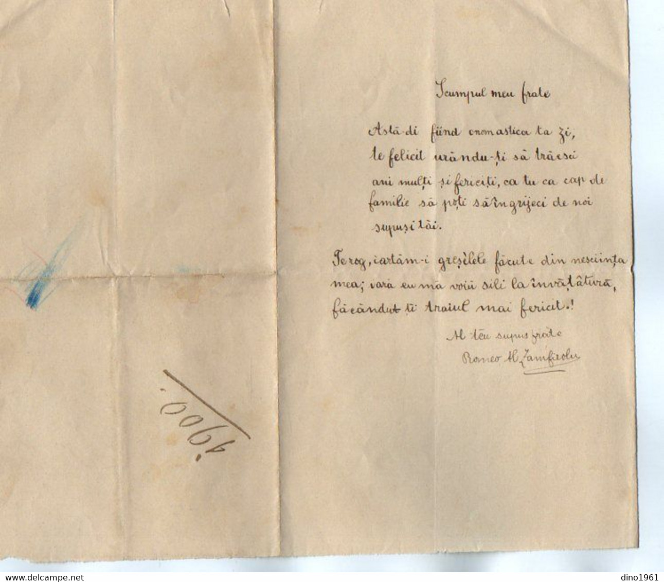 VP20.710 - 1900 - Roumanie - BUCURESTI ? - Lettre De Mr Romeo ZAMFIROLU - Manuscrits