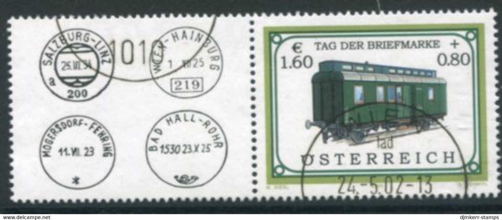 AUSTRIA 2002 Stamp Day With Label. Used.  Michel 2380 Zf - Gebruikt