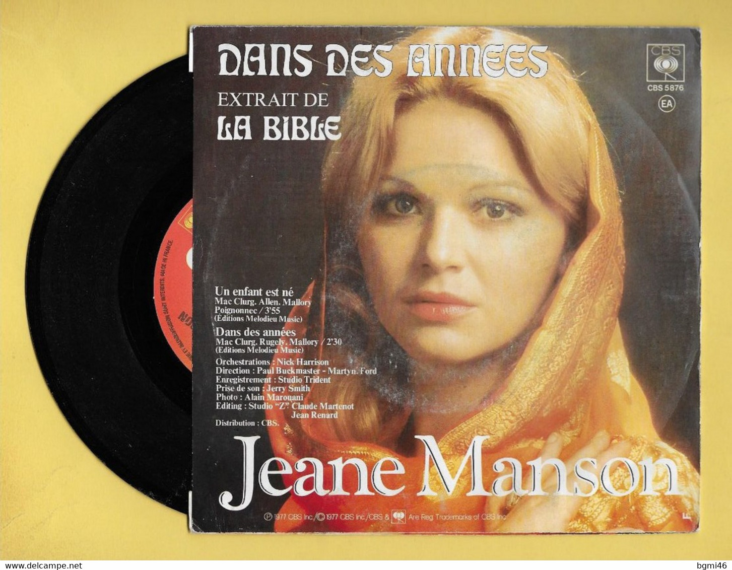 Disque Vinyle 45 Tours :  JEANE  MANSON :  Un Enfant Est Né ( Extrait De La Bible )..Scan A  : Voir 2 Scans - Religion & Gospel