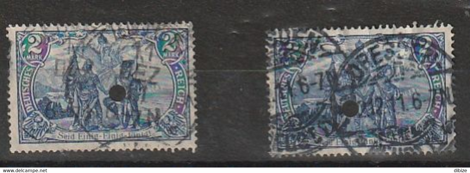 2 Timbres Oblitérés. Perforés En Cercles. Allemagne. Reich. Etat Moyen. - Perfins