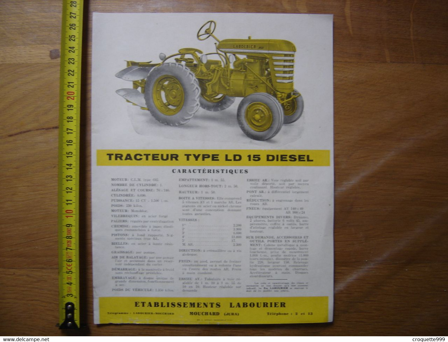 Pub Ad TRACTEUR LABOURIER LD15 Agriculture Cultivateur MOUCHARD Jura - Tractors