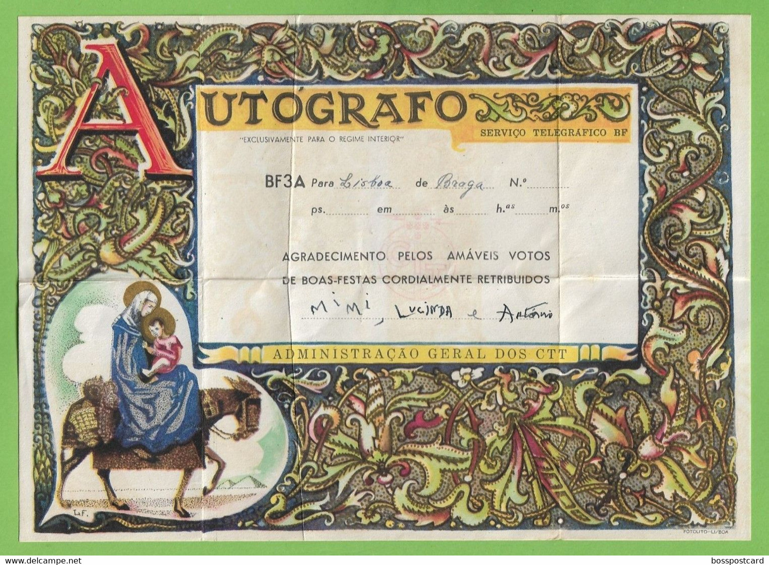 História Postal - Filatelia - Autógrafo - Telegrama - Telegram - Natal - Christmas - Noel - Philately - Portugal - Briefe U. Dokumente