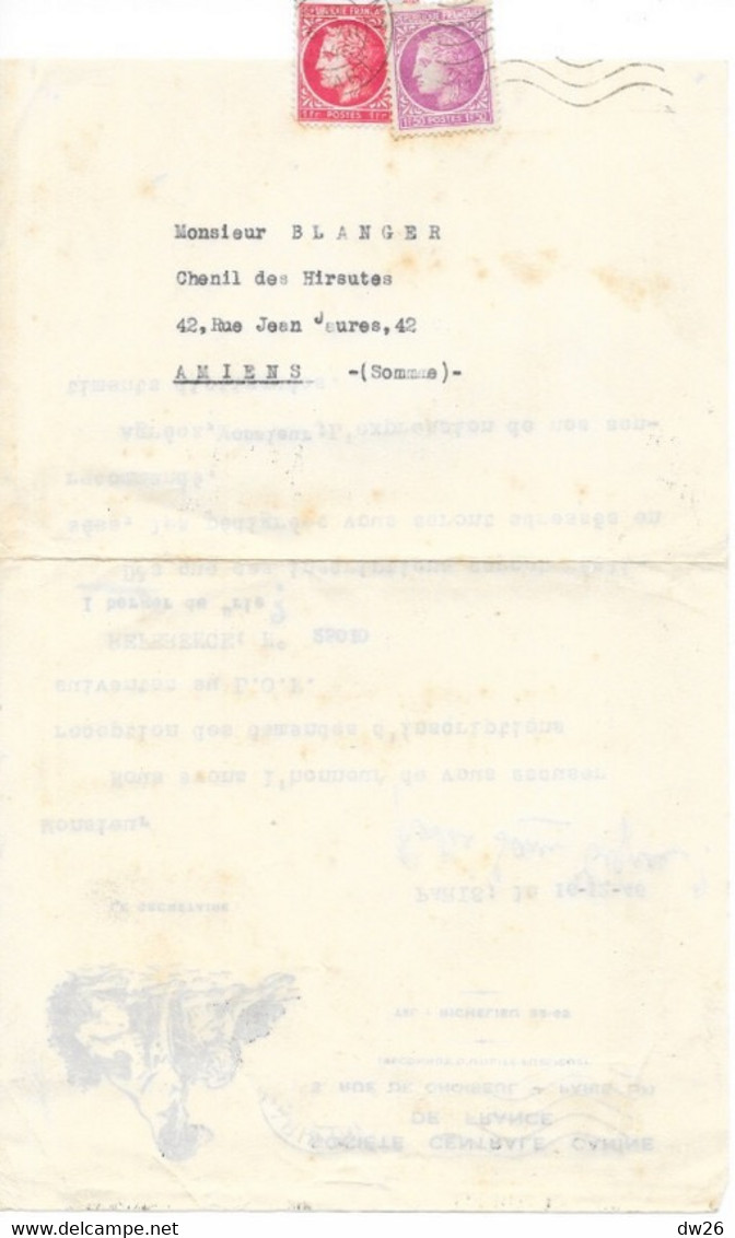 Courrier 1946 Société Centrale Canine - Demande D'inscription Au L.O.F. (Livre Des Origines Françaises) A. M. Blanger - Zonder Classificatie