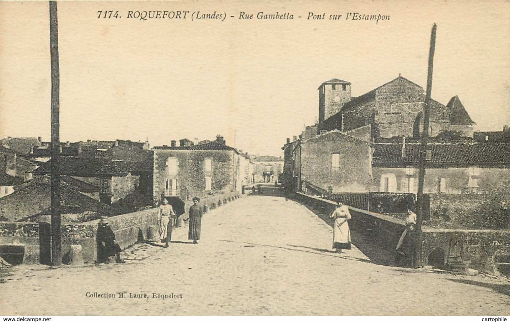 40 - ROQUEFORT - Rue Gambetta - Pont Sur L'Estampon (animée) - Roquefort