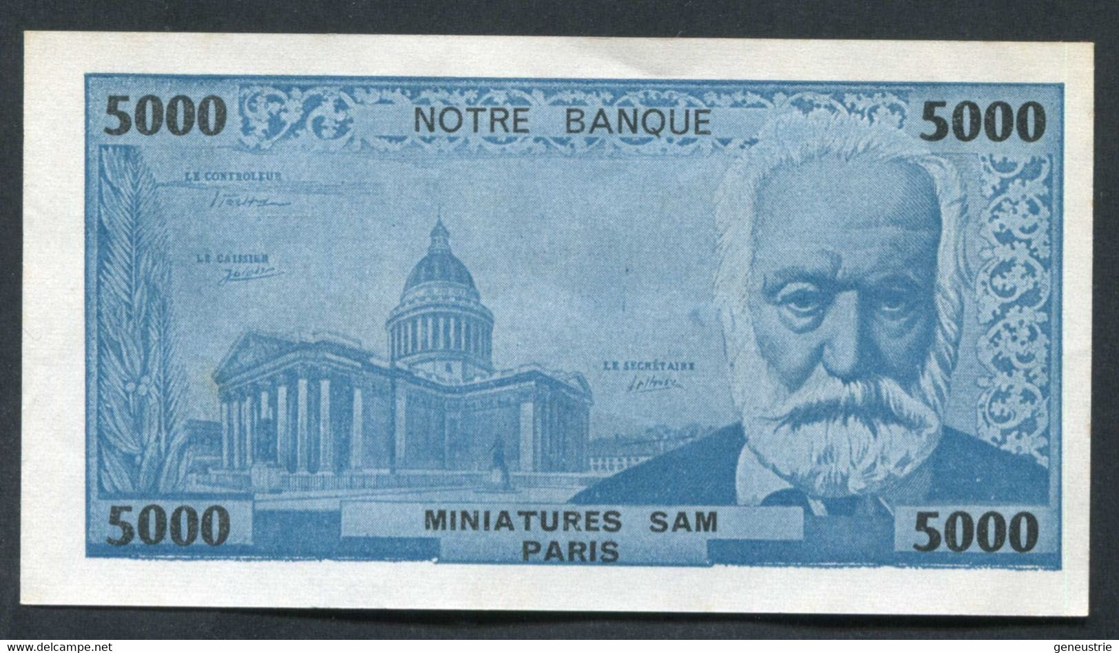 Peu Courant ! Billet Scolaire D'école "5000F Victor Hugo / Le Panthéon - Notre Banque - Miniatures SAM Paris" - Fictifs & Spécimens