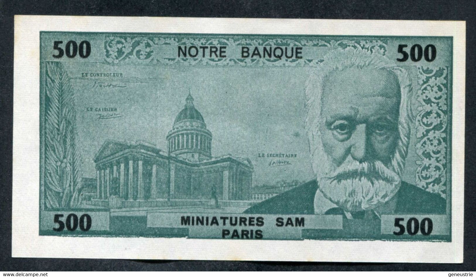 Peu Courant ! Billet Scolaire D'école "500F Victor Hugo / Le Panthéon - Notre Banque - Miniatures SAM Paris" - Ficción & Especímenes