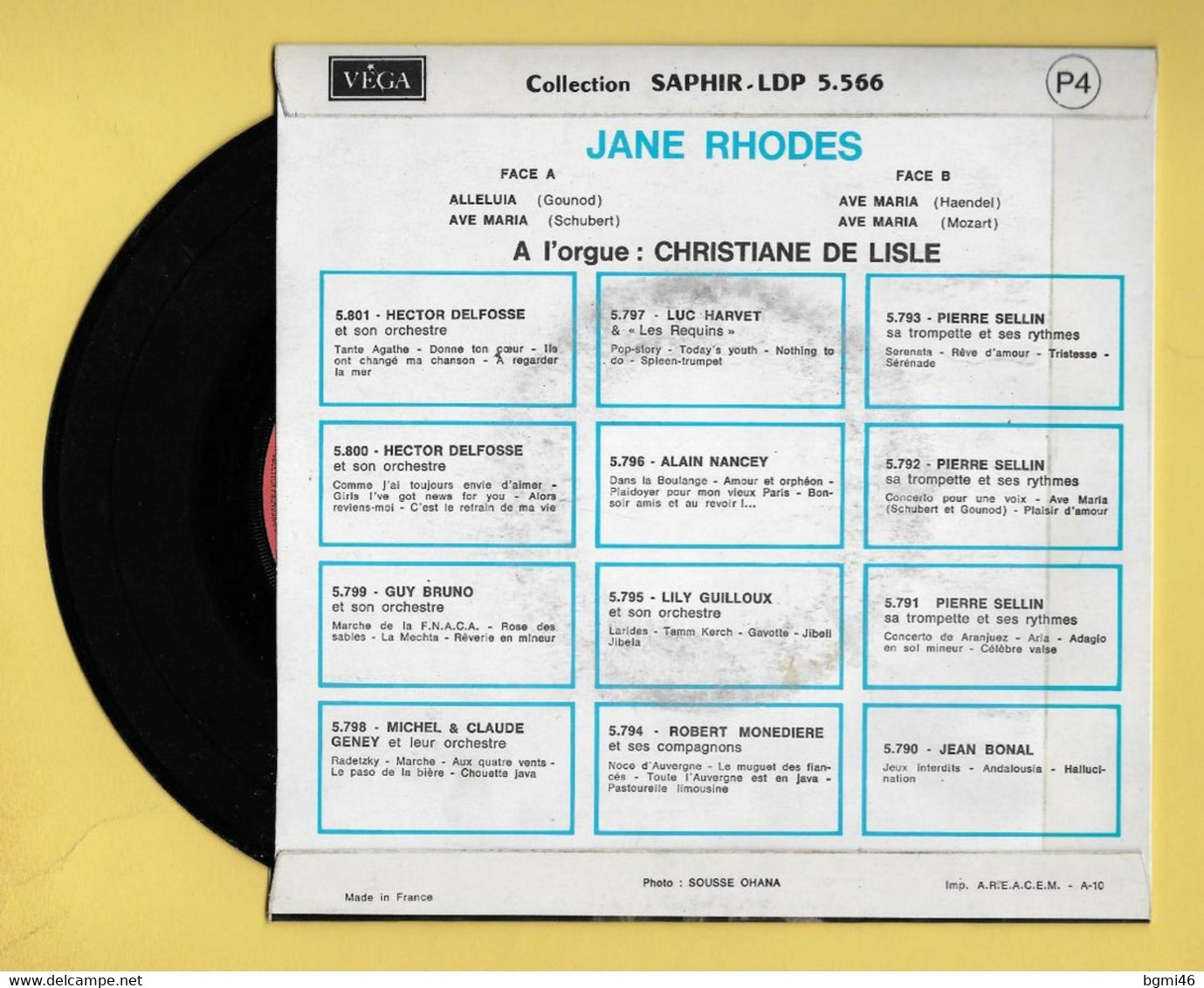 Disque Vinyle 45 Tours :  JANE  RHODES  :  4 Titres..Scan A  : Voir 2 Scans - Religion & Gospel