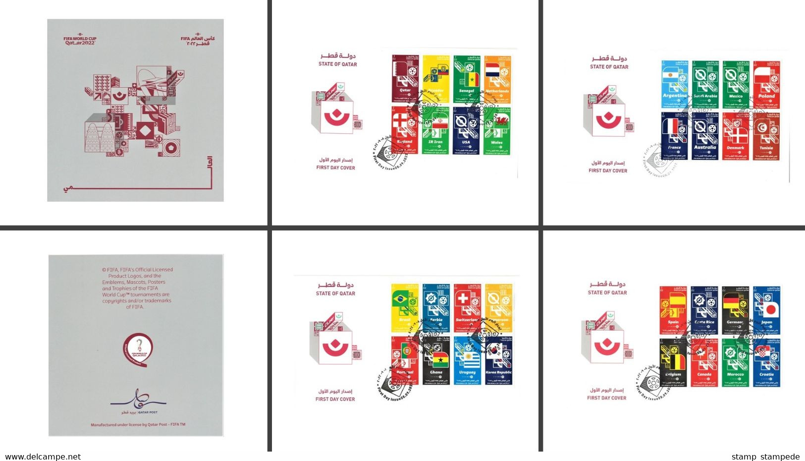 Official New Issue Bulletin Brochure & Set Of 4 FDC's - Groups & Teams Of 2022 FIFA World Cup Soccer Football In Qatar - 2022 – Qatar