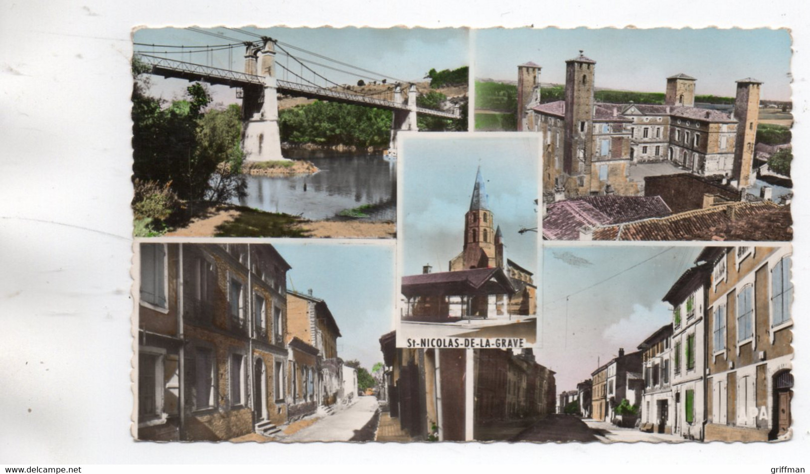 SAINT NICOLAS DE LA GRAVE  PONT COUDOL CHATEAU EGLISE RUE LAMOTTE CADILLAC ET RUE SAINTE CATHERINE 1959 CPSM 9X14 TBE - Saint Nicolas De La Grave