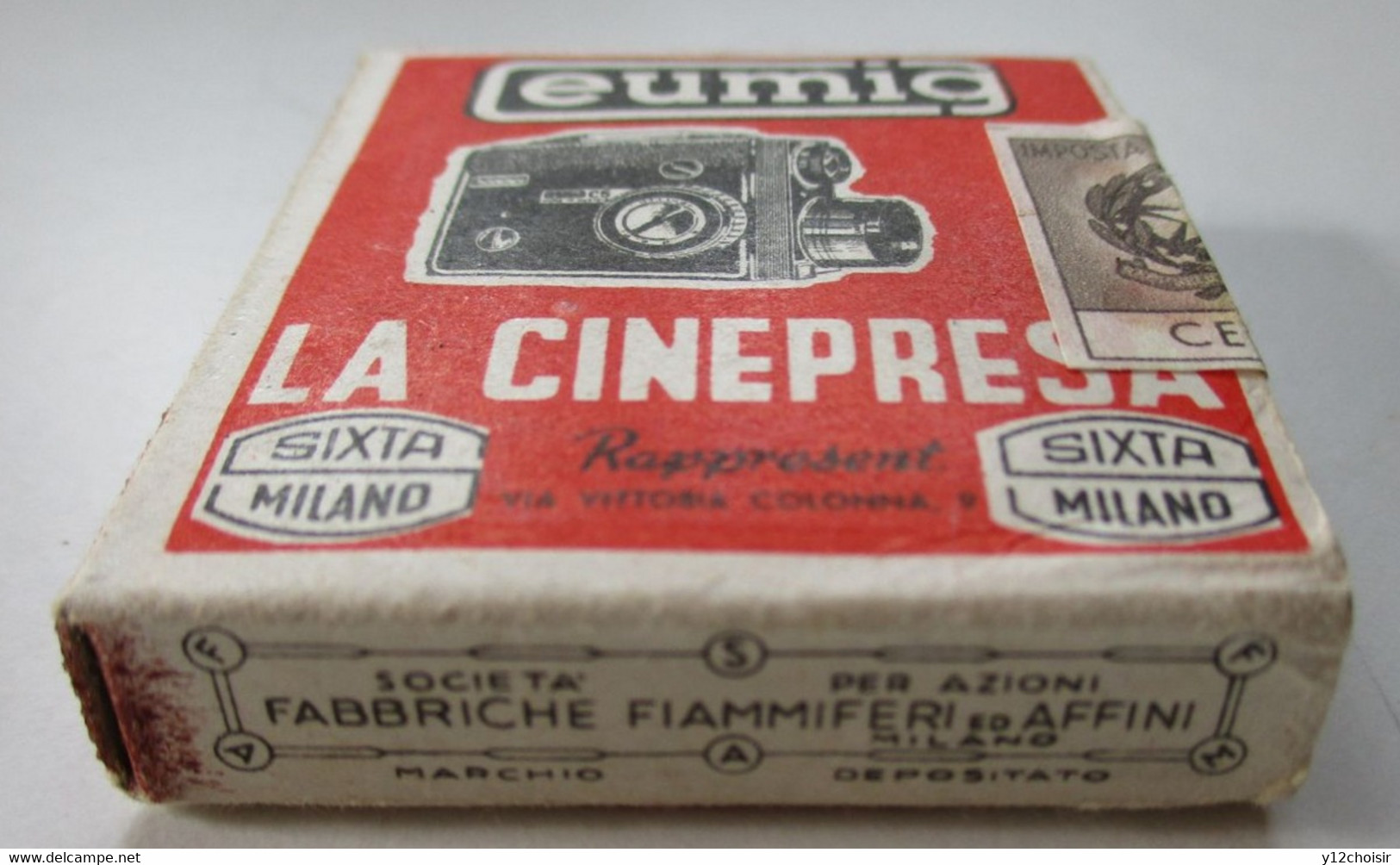 BOITE DE PETITES ALLUMETTES EUMIG LA CINEPRESA IL CINEPROIETTORE MILANO SOCIETA FABBRICHE FIAMMIFERI ED AFFINI