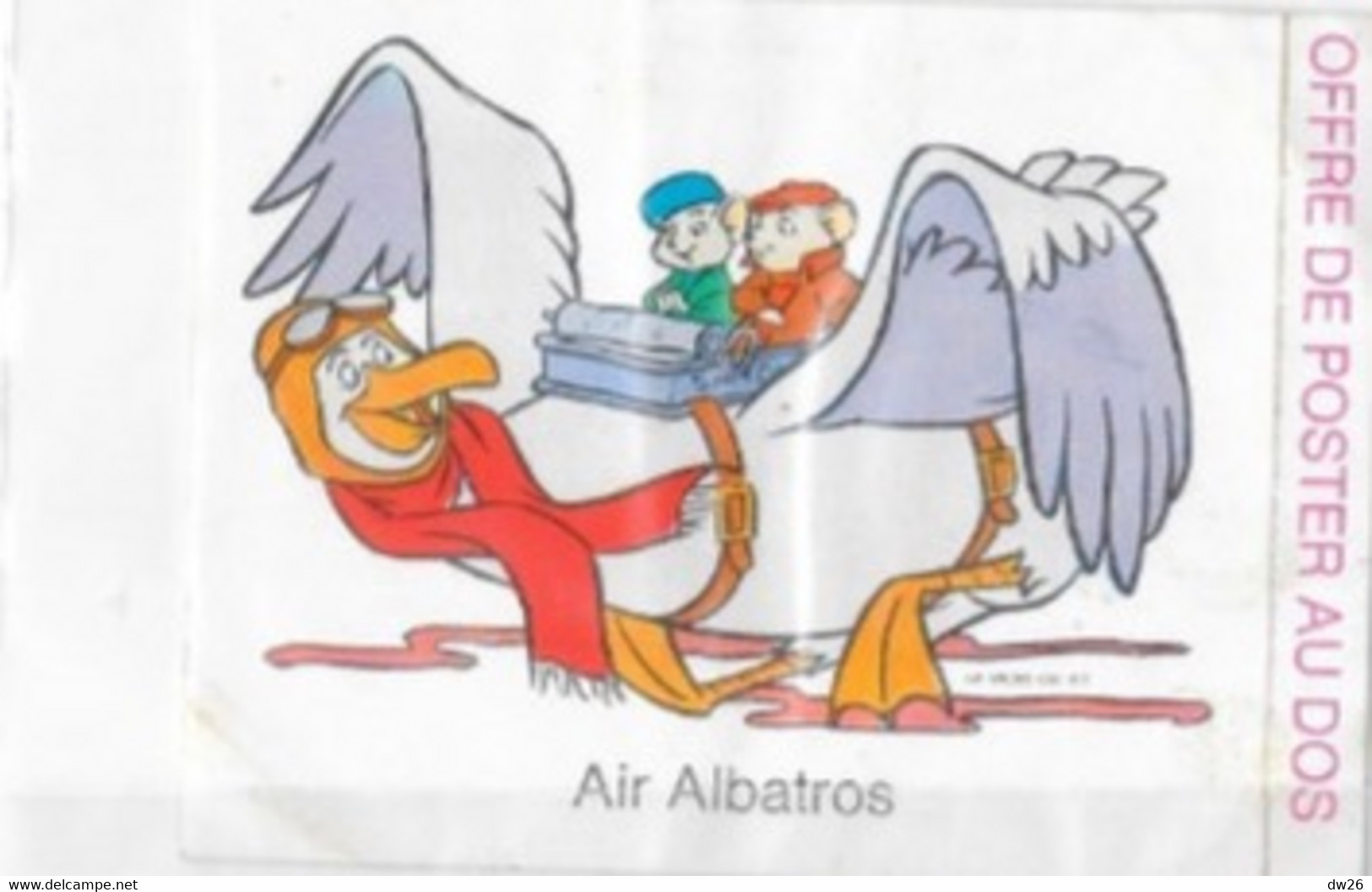 Publicité: Vignette Autocollante La Vache Qui Rit - Air Albatros (Dessin Animé: Bernard Et Bianca De Walt Disney) - Reclame