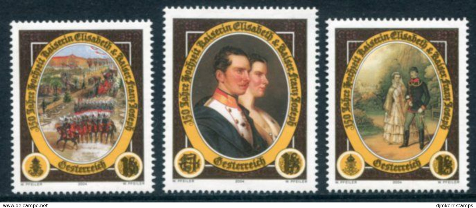AUSTRIA 2004 Royal Wedding 150th Anniversary Singles Ex Block,MNH / **.  Michel 2473-75 - Unused Stamps