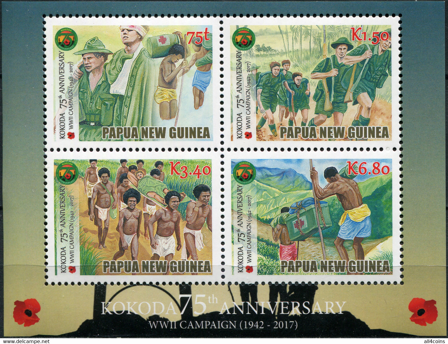 Papua New Guinea 2017. Kokoda Trail Campaign (MNH OG) Miniature Sheet - Papua New Guinea