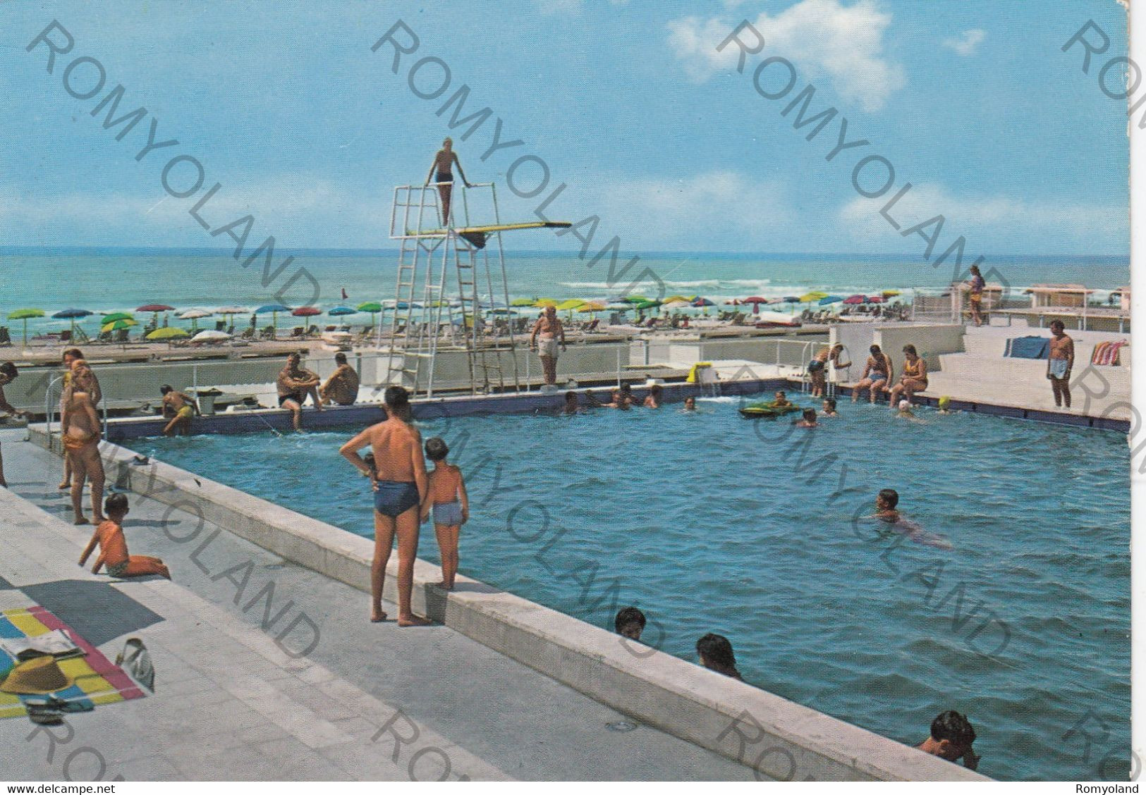 CARTOLINA  FREGENE,FIUMICINO,LAZIO,STABILIMENTO BALNEARE "L"OASI"-PISCINA E SPIAGGIA,MARE,VACANZA,ESTATE,VIAGGIATA 1961 - Fiumicino