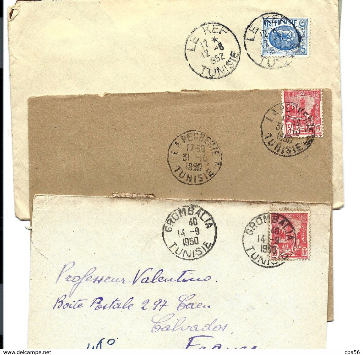 9 ENVELOPPES - Les Colonies - Villages De Tunisie 1950/1952 - Lettres & Documents