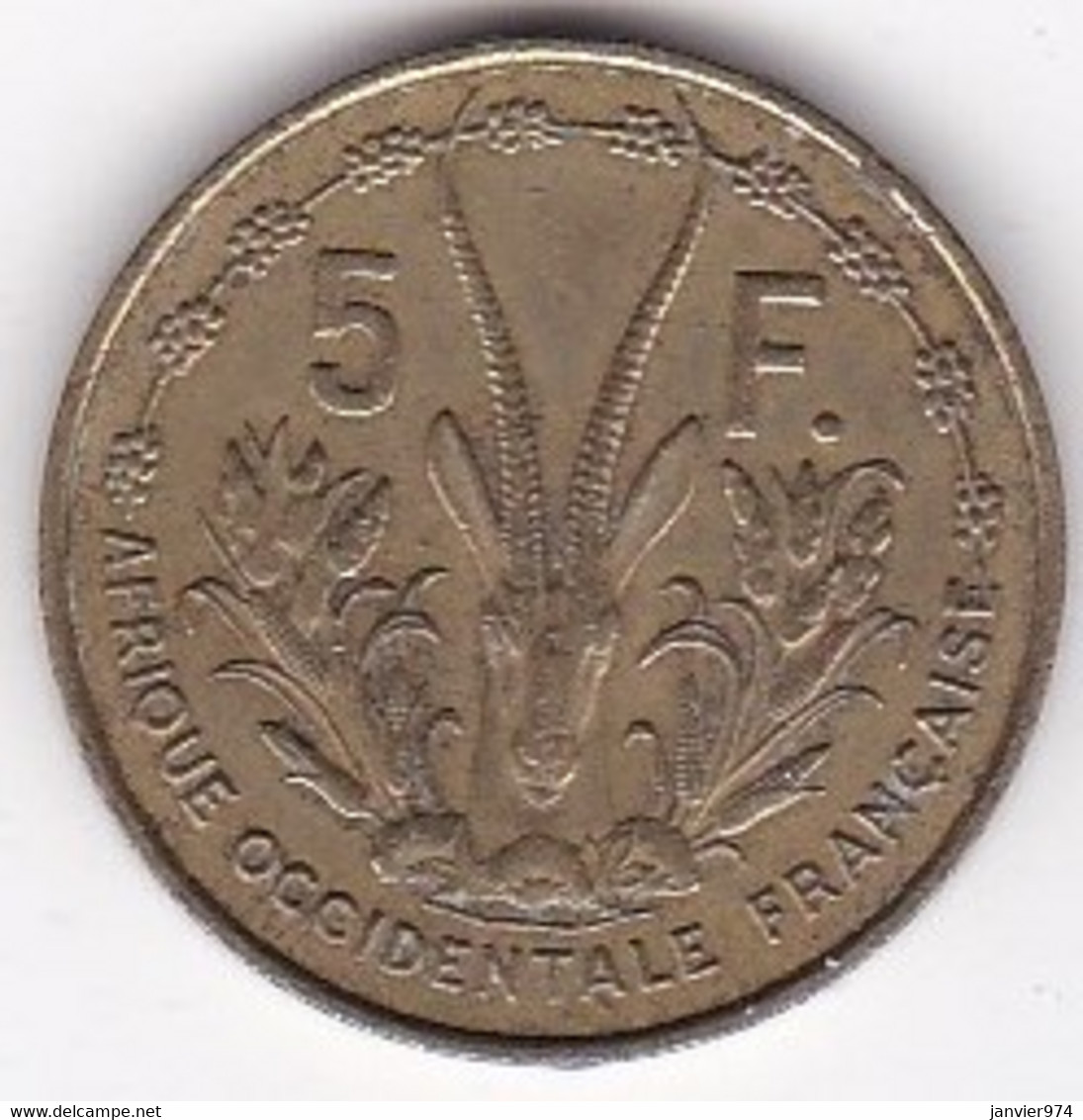 Afrique Occidentale Française 5 Francs 1956 , Bronze Aluminium, LEC# 14 , KM# 5 - Afrique Occidentale Française