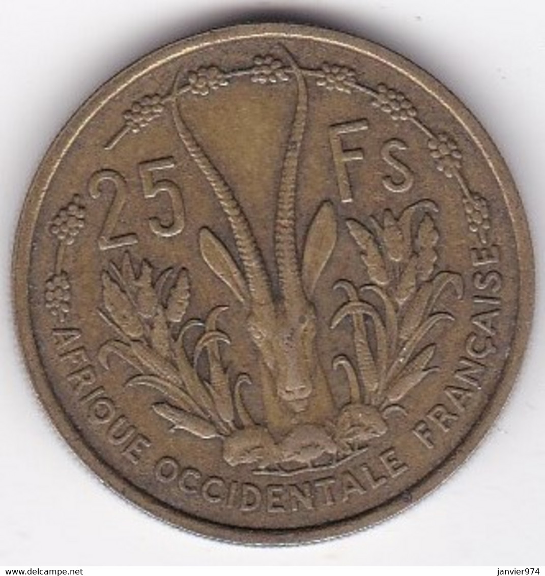Afrique Occidentale Française 25 Francs 1956 , Bronze Aluminium, LEC# 18 , KM# 7 - Frans-West-Afrika