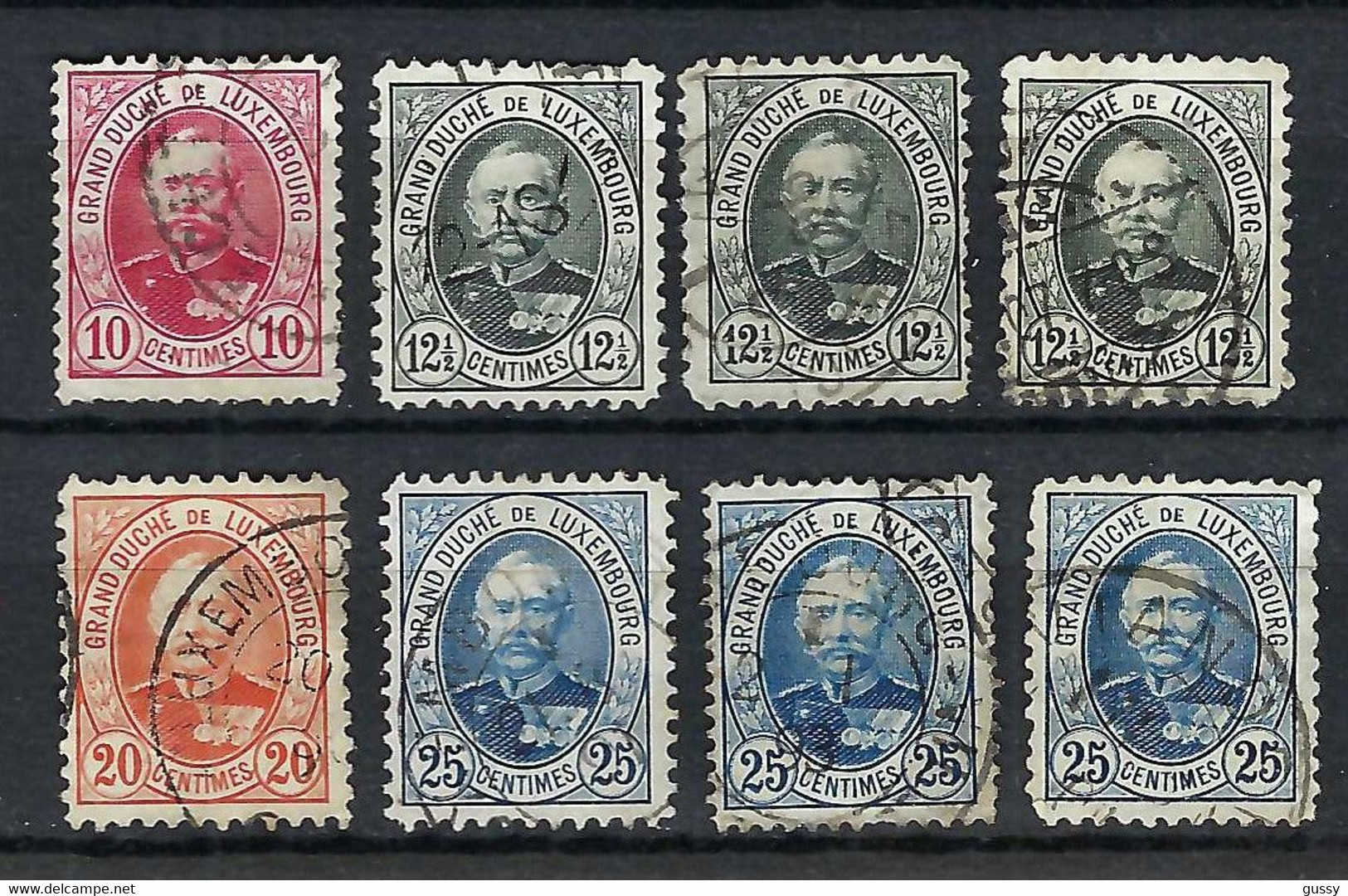 LUXEMBOURG 1882-91: Lot D' Obl. CAD, Dentelures Diverses - 1891 Adolphe Frontansicht