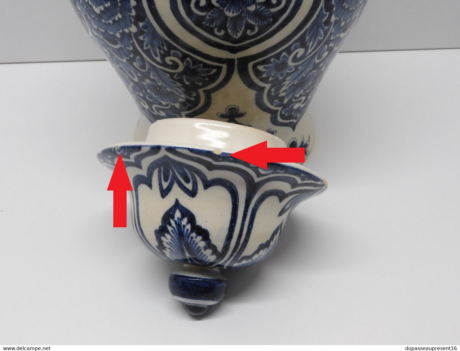 *SUPERBE URNE POTICHE CERAMIQUE DELFT signée APK GRAND POT COUVERT décor BLEUS  E