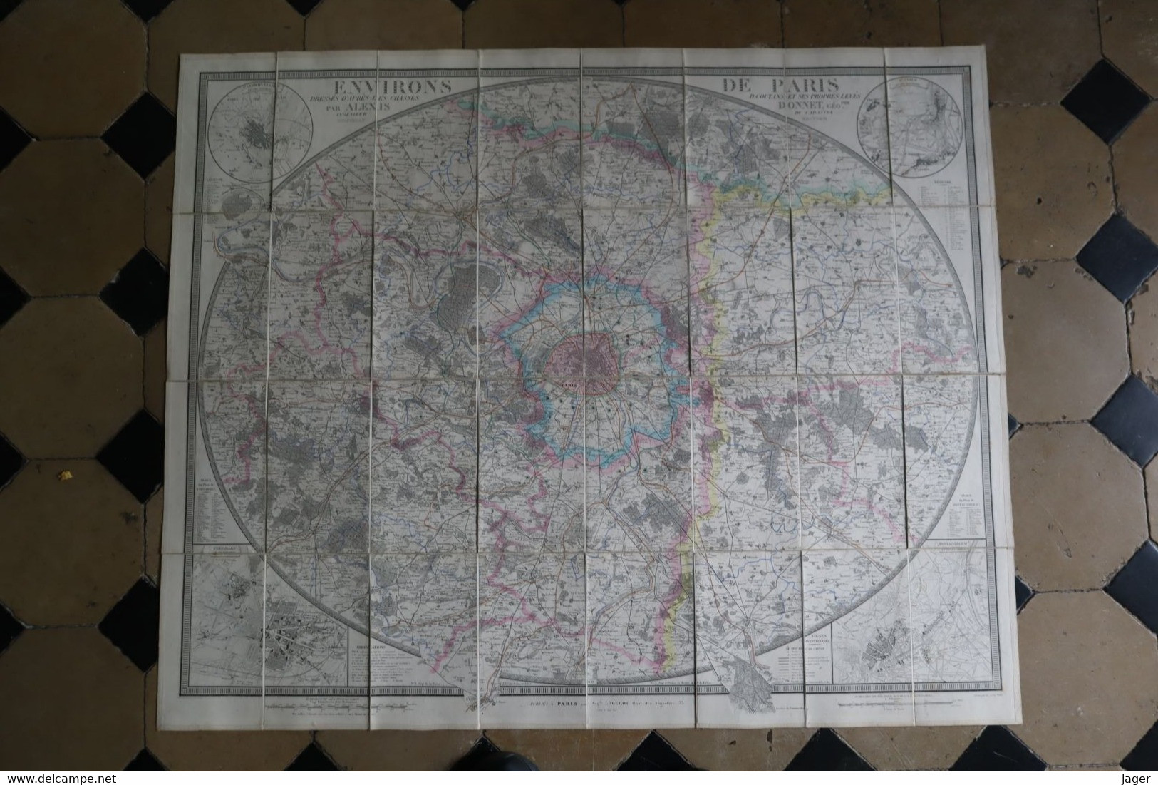 Carte Ancienne Entoilée ENVIRONS DE PARIS  Par  Auguste LOGEROT Quai Des Augustins  Paris - Geographical Maps