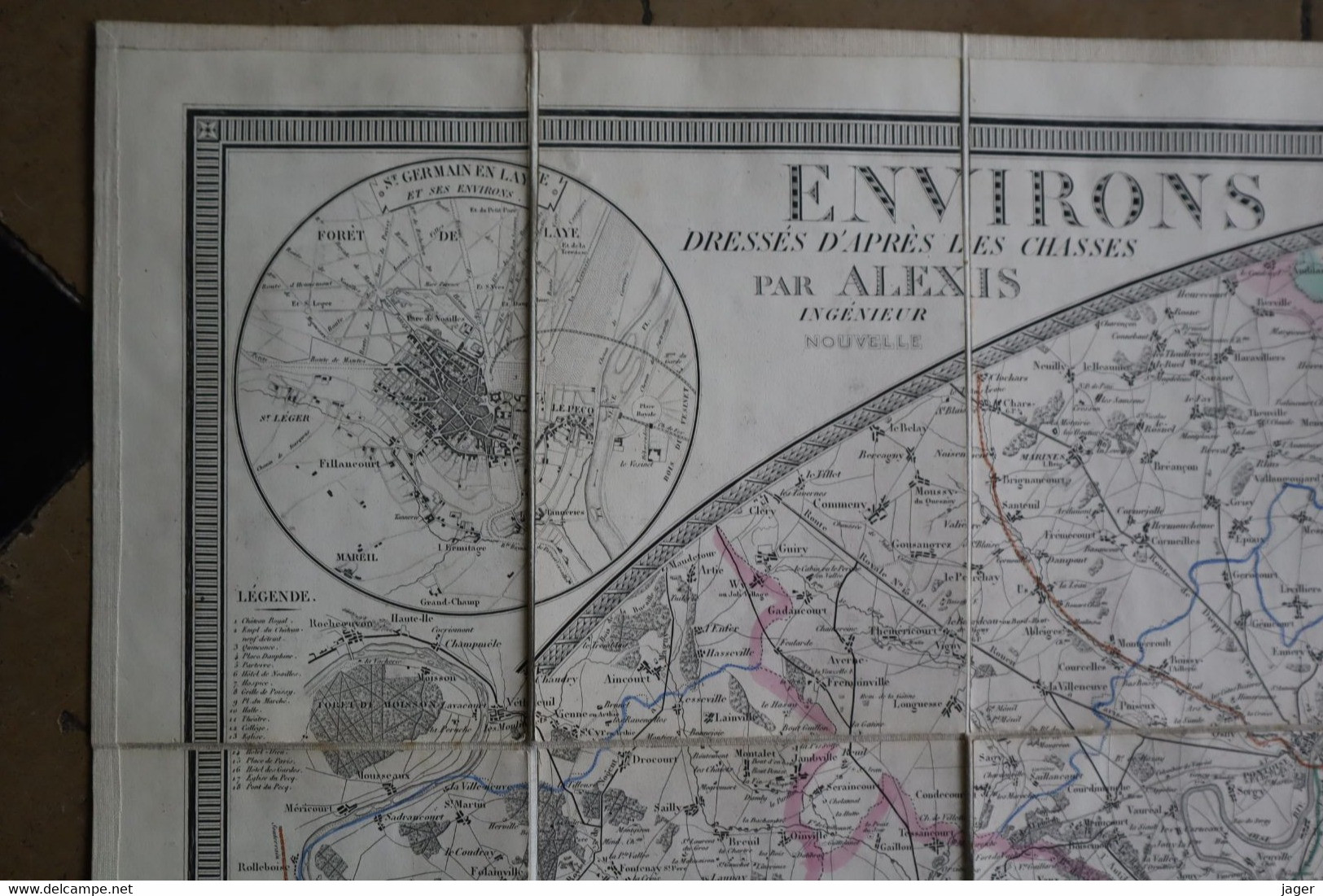 Carte Ancienne Entoilée ENVIRONS DE PARIS  Par  Auguste LOGEROT Quai Des Augustins  Paris - Geographical Maps