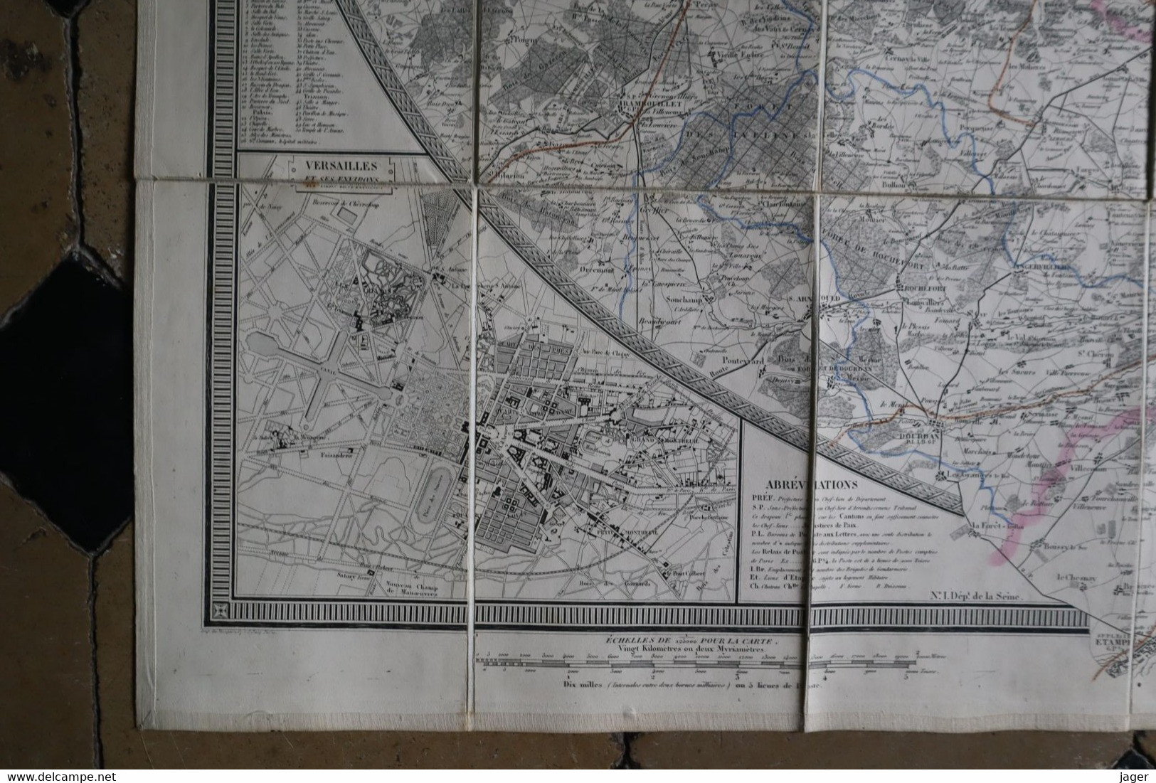 Carte Ancienne Entoilée ENVIRONS DE PARIS  Par  Auguste LOGEROT Quai Des Augustins  Paris - Geographical Maps