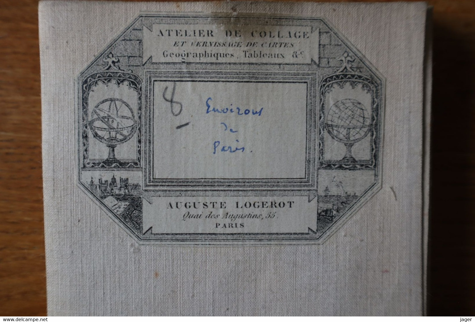 carte ancienne entoilée ENVIRONS DE PARIS  par  Auguste LOGEROT quai des Augustins  Paris