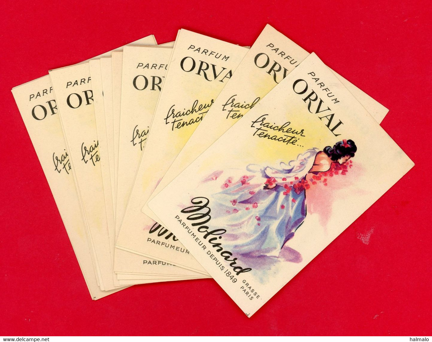 LOT DE 16 CARTES PARFUMÉES - PARFUM ORVAL DE MOLINARD - GRASSE - (CH-071) - Anciennes (jusque 1960)