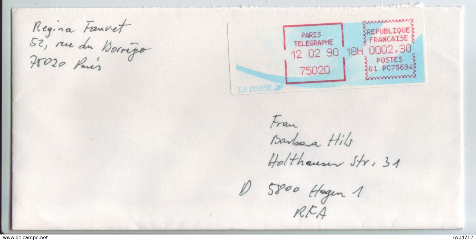 FRANCE  Brief  Cover  Lettre 1990 To Germany - 1988 « Comète »