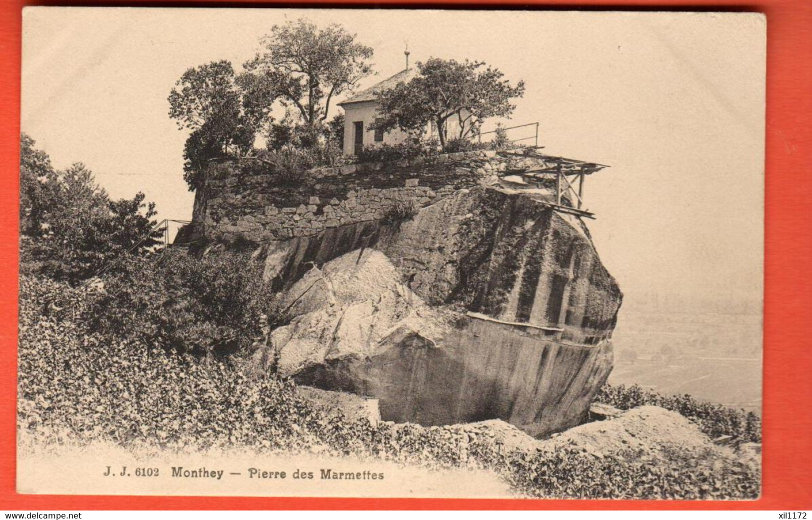 ZRZ-14 Monthey Pierre Des Marmettes  Chapelle. Circulé 1908  Jullien 6102 - Monthey