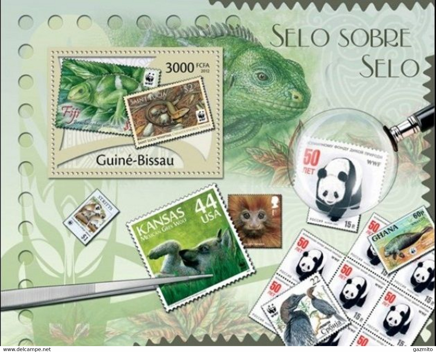 Guinea Bissau 2012, WWF Stamps On Stamps, Monkey, Snakes, Dugongs, BF - Gorilla's