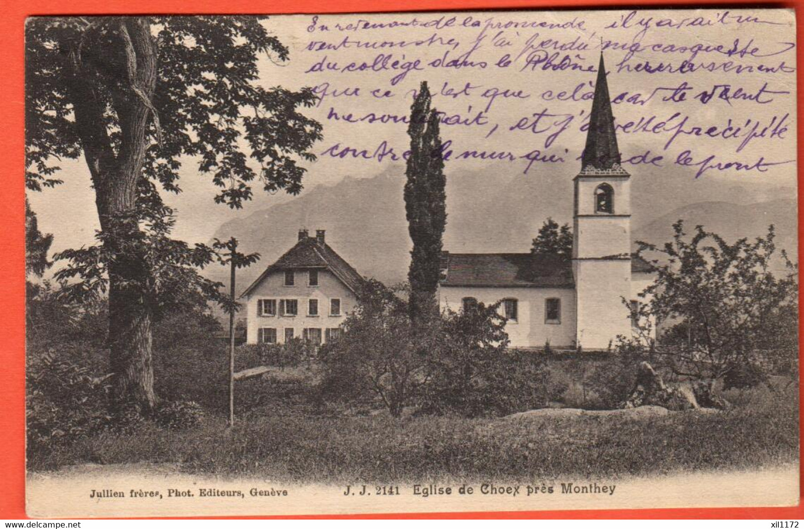 ZRZ-23 Eglise De Choex Sur Monthey. Jullien 2141  Circ. 1911 - Monthey