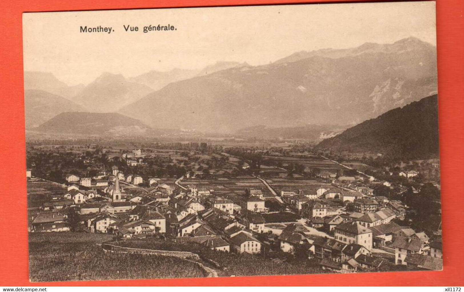 ZRZ-29 Monthey.  Vue Générale. Sepia  Franco-Suisse 221. NC - Monthey