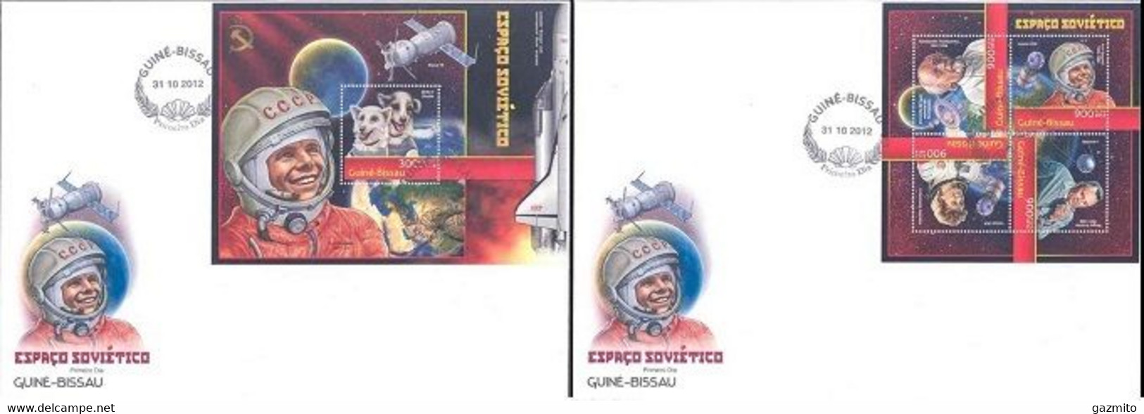 Guinea Bissau 2012, Space, Sovietic Astronauts, 4val In BF +BF In 2FDC - Afrika