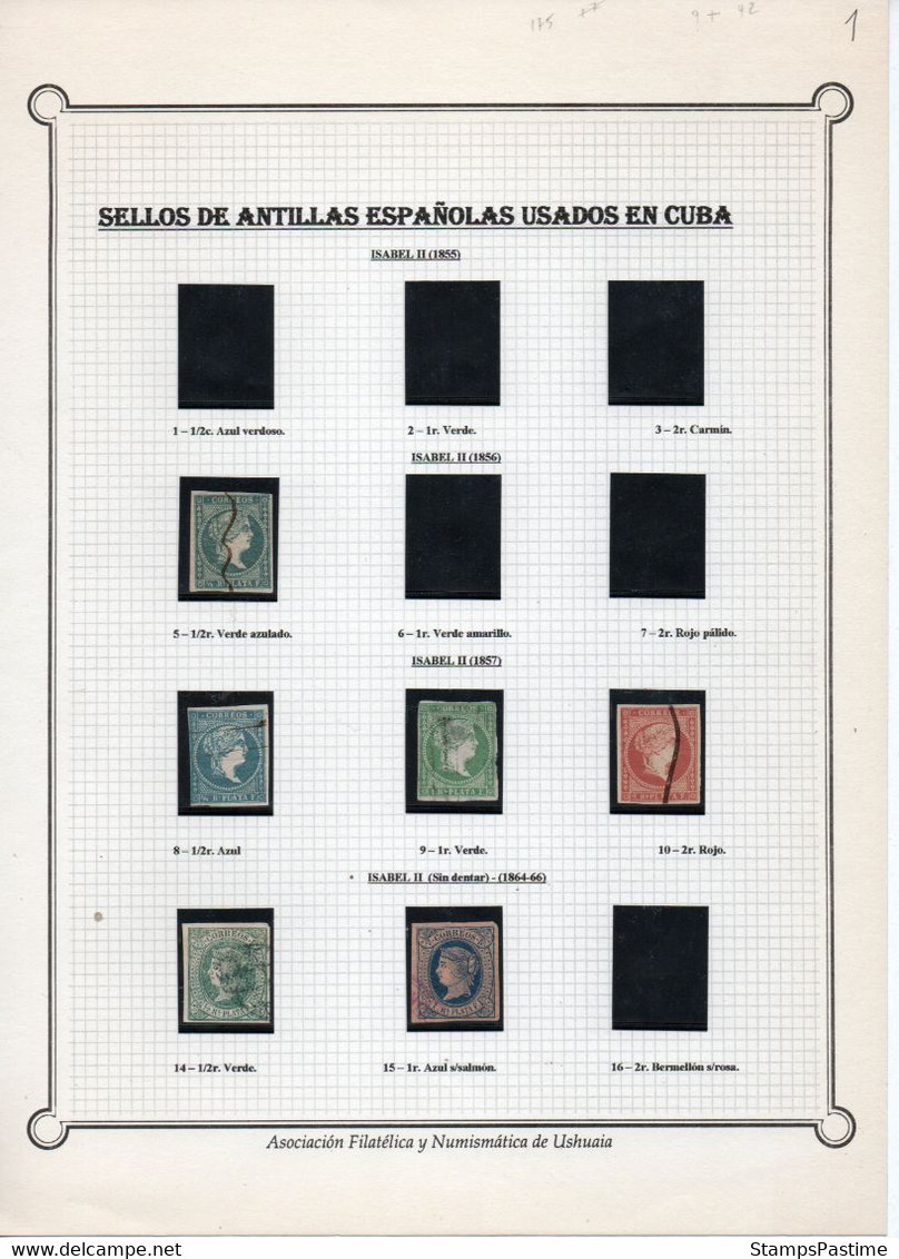 ANTILLAS ESPAÑOLAS Y CUBA Colección Nueva Y Usada Montada En Filaband Años 1855-1899 – Valorizada En Catálogo € +420,00 - Collections, Lots & Séries