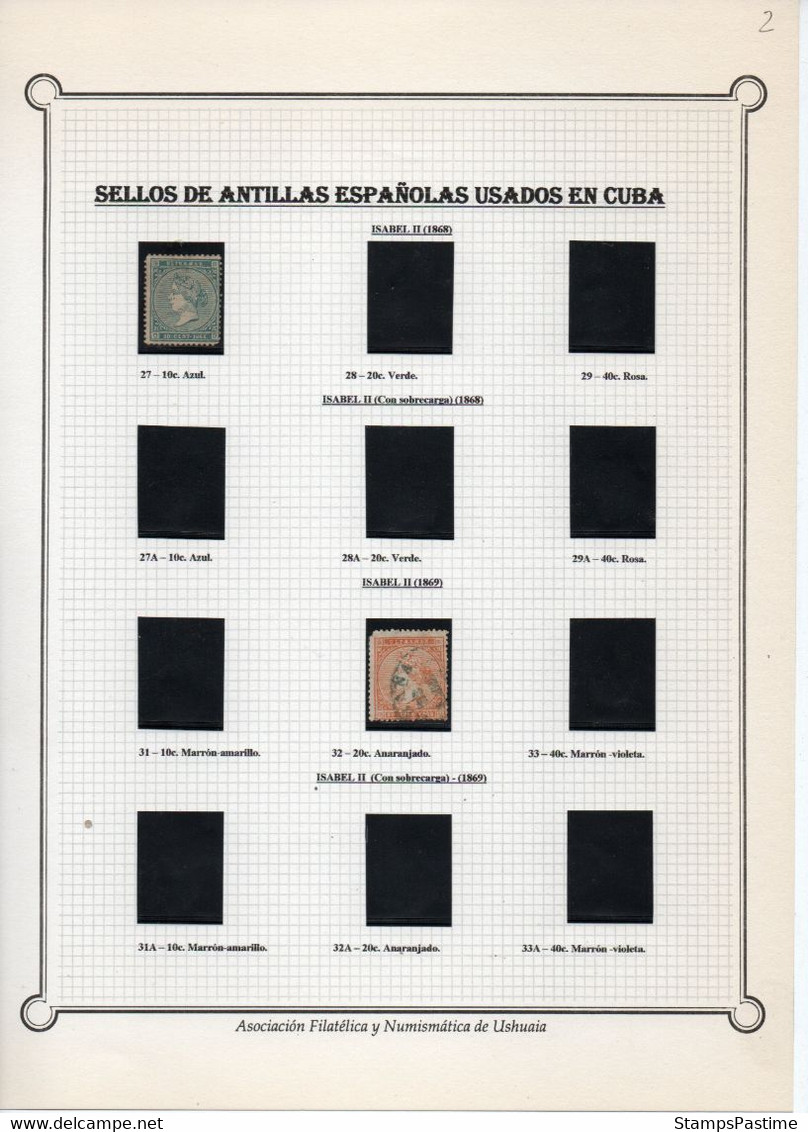 ANTILLAS ESPAÑOLAS Y CUBA Colección Nueva Y Usada Montada En Filaband Años 1855-1899 – Valorizada En Catálogo € +420,00 - Lots & Serien