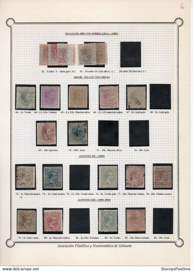 ANTILLAS ESPAÑOLAS Y CUBA Colección Nueva y Usada montada en Filaband años 1855-1899 – Valorizada en catálogo € +420,00