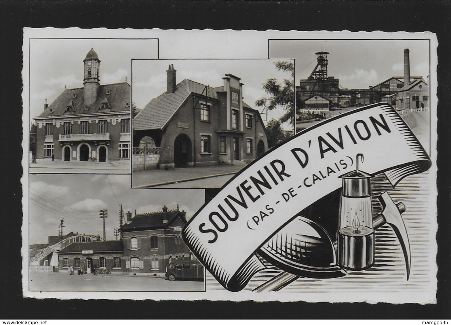 62 Souvenir D'avion Multivue Mine Chevalet , édit. La Cigogne N° 62.065.14 Casque Lampe De Mineur - Avion