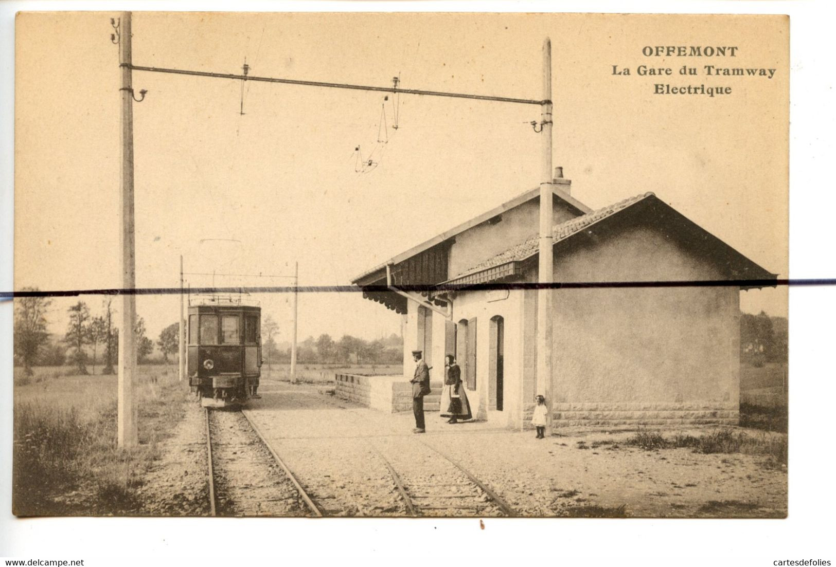 CPA . D90 .OFFEMONT . La  Gare Du TRAMWAY Electrique . - Offemont